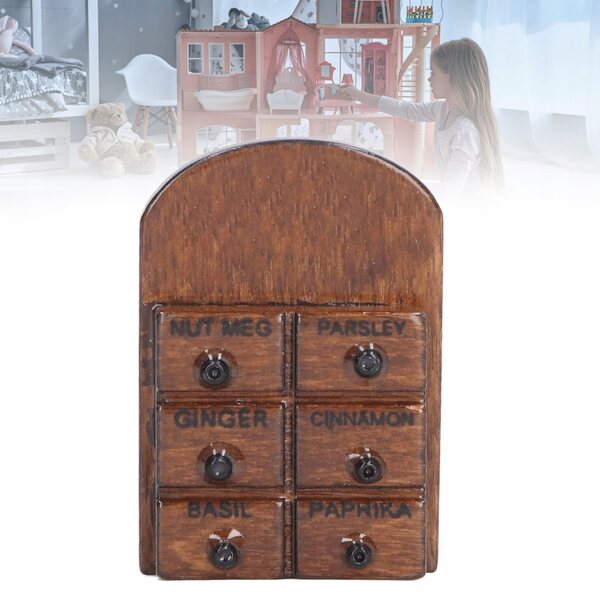 Mini Stojak per Spezie 1:12 in Legno per Casa delle Bambole, Decorazione Cucina