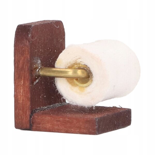 Mini dispenser carta igienica 1:12 per casa delle bambole in legno e metallo