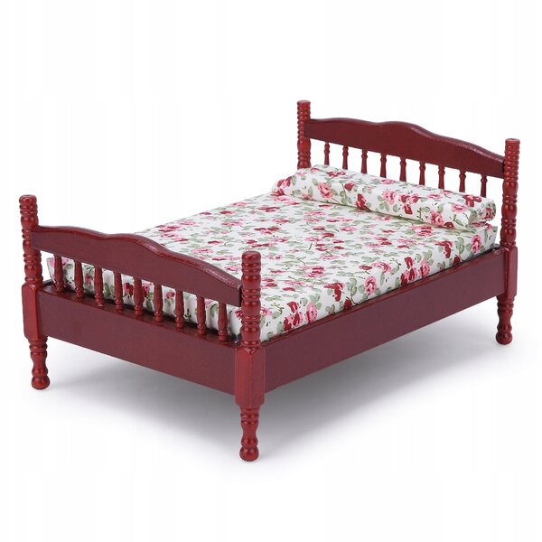 Letto Miniatura per Casa delle Bambole in Scala 1:12 in Legno Bianco o Marrone