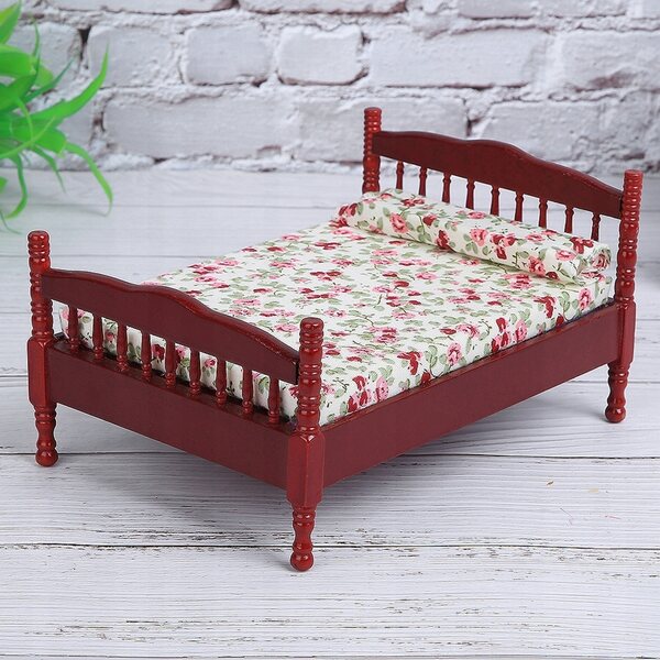 Letto Miniatura per Casa delle Bambole in Scala 1:12 in Legno Bianco o Marrone