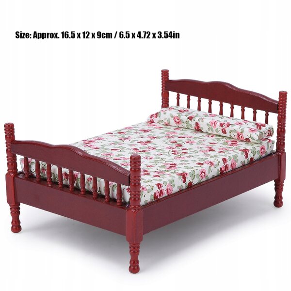 Letto Miniatura per Casa delle Bambole in Scala 1:12 in Legno Bianco o Marrone