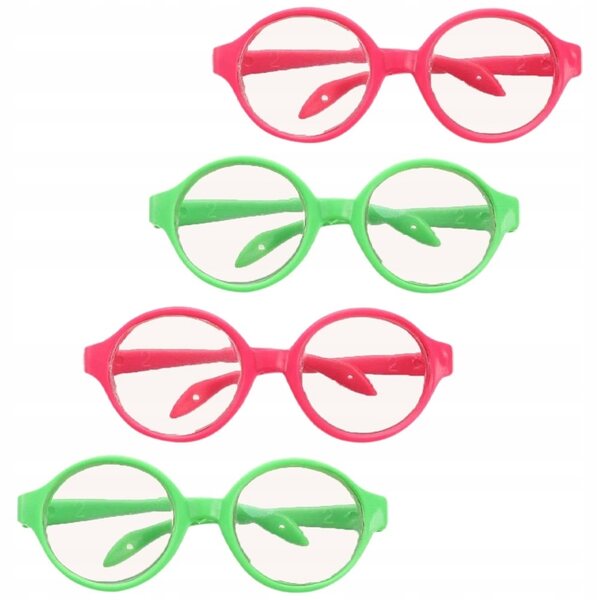 Set 4 Occhiali Mini in Plastica Colorati per Bambole e Accessori Fashion