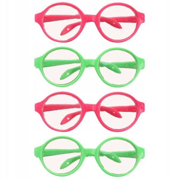Set 4 Occhiali Mini in Plastica Colorati per Bambole e Accessori Fashion