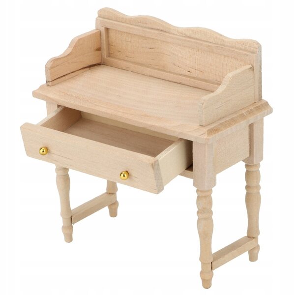 Miniatura scrivania in legno per casa delle bambole 1:12 decorazione salotto