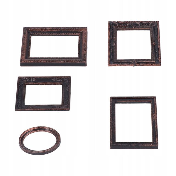 Miniatura vintage: set di 5 eleganti cornici fotogrfiche per casa delle bambole