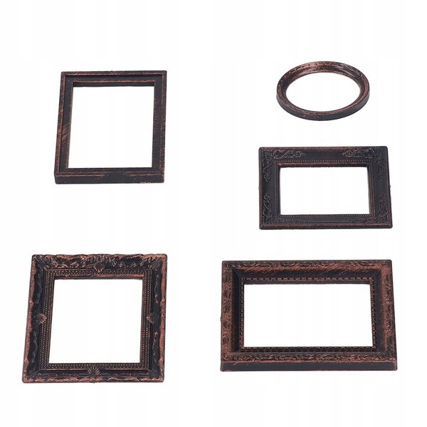 Miniatura vintage: set di 5 eleganti cornici fotogrfiche per casa delle bambole