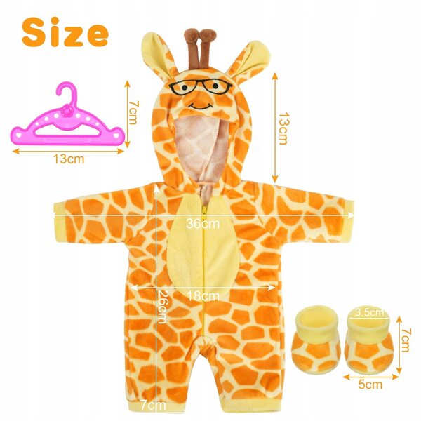 Kleidungsset für Puppen 35-45 cm für Mädchen - Giraffenmodell aus Stoff