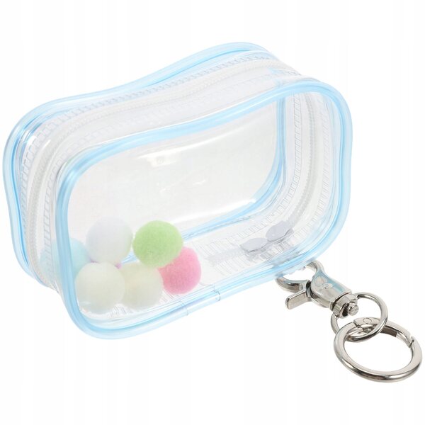 Organizer trasparente per bambole e figure con chiusura sicura, blu compatto
