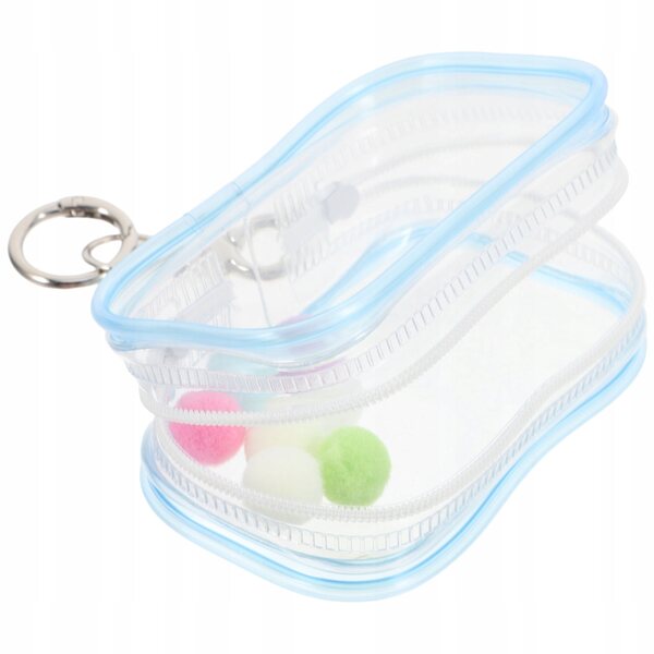 Organizer trasparente per bambole e figure con chiusura sicura, blu compatto