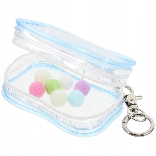 Organizer trasparente per bambole e figure con chiusura sicura, blu compatto