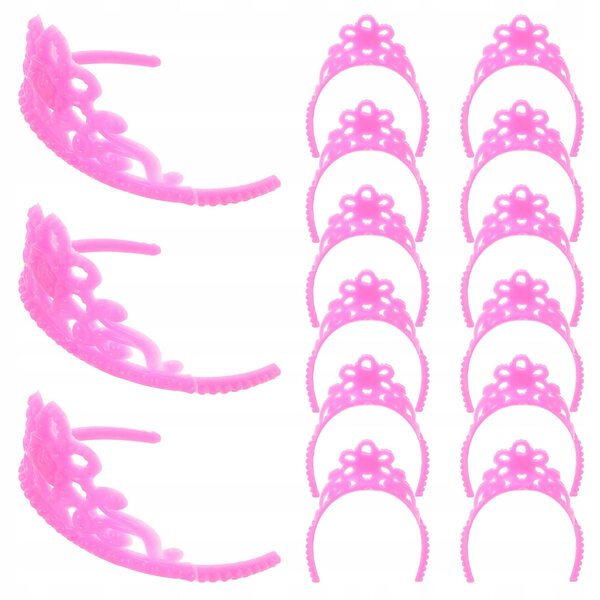 20 rosa Kronen für Puppen aus widerstandsfähigem Kunststoff mit elegantem Design