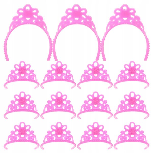 20 rosa Kronen für Puppen aus widerstandsfähigem Kunststoff mit elegantem Design