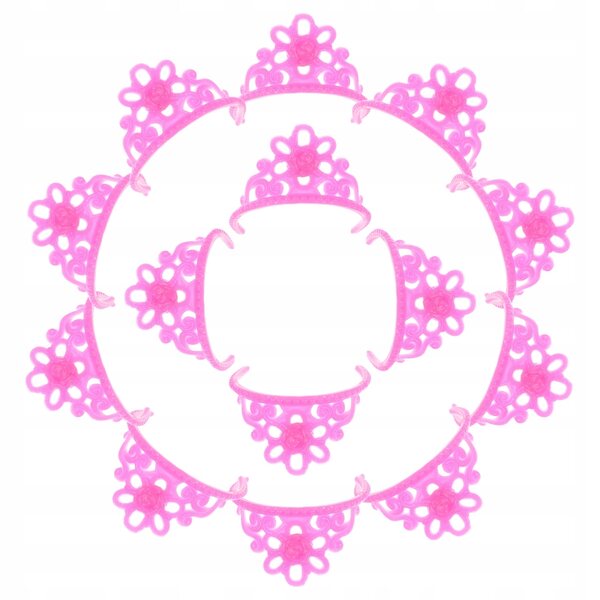 20 rosa Kronen für Puppen aus widerstandsfähigem Kunststoff mit elegantem Design