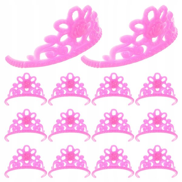 20 rosa Kronen für Puppen aus widerstandsfähigem Kunststoff mit elegantem Design