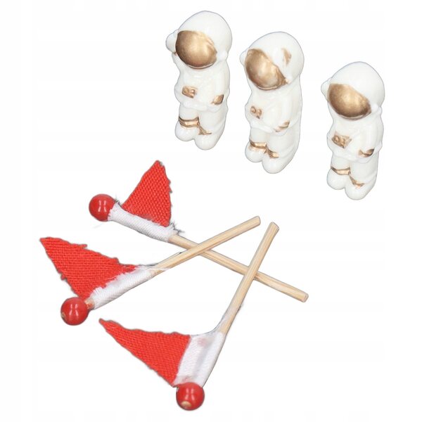 Set 3 astronauti miniatura per scene DIY con dettagli realistici e bandiere rosse