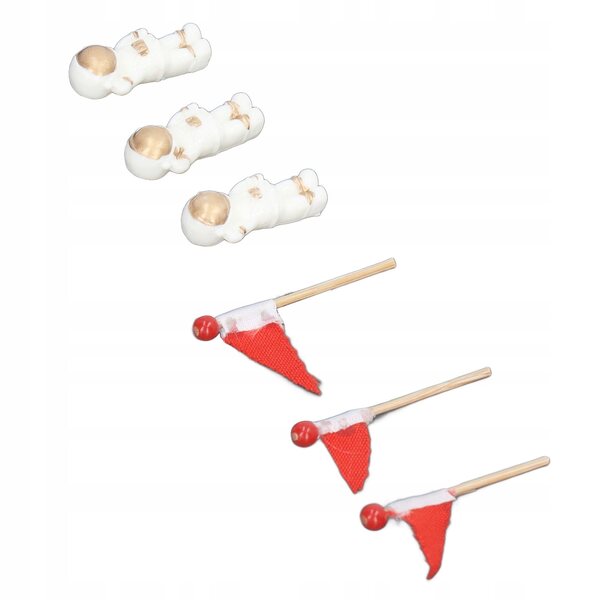 Set 3 astronauti miniatura per scene DIY con dettagli realistici e bandiere rosse