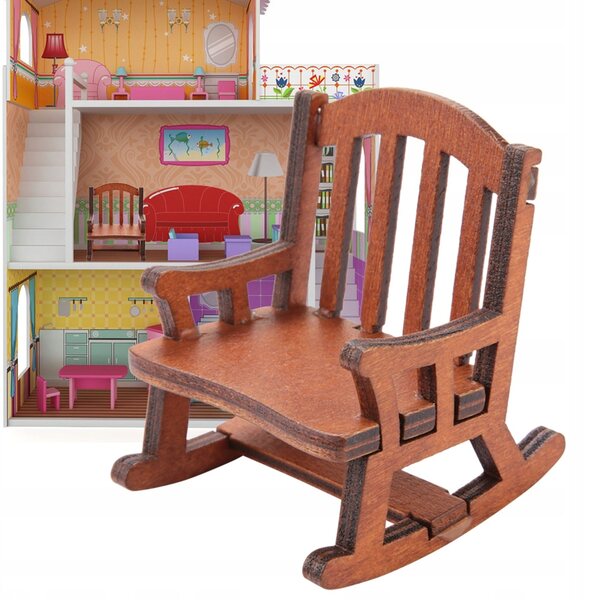 1:12 Puppenhaus-Miniatur-Schaukelstuhl aus Holz, langlebiges Design