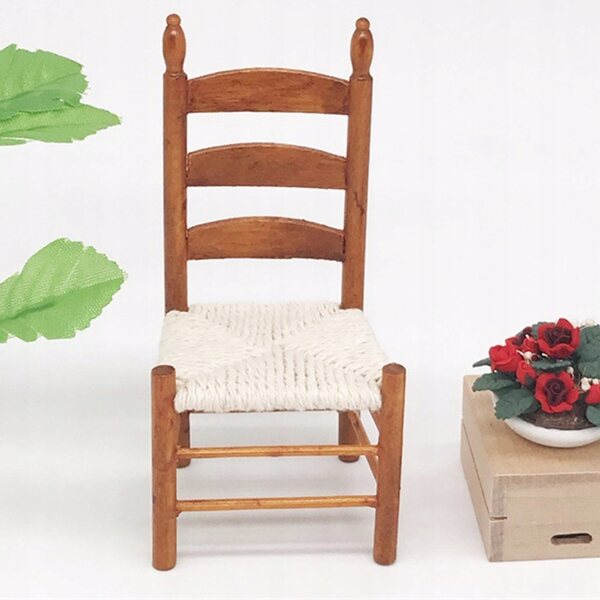 Sedia vintage miniatura in legno 1:12 per case delle bambole e collezione