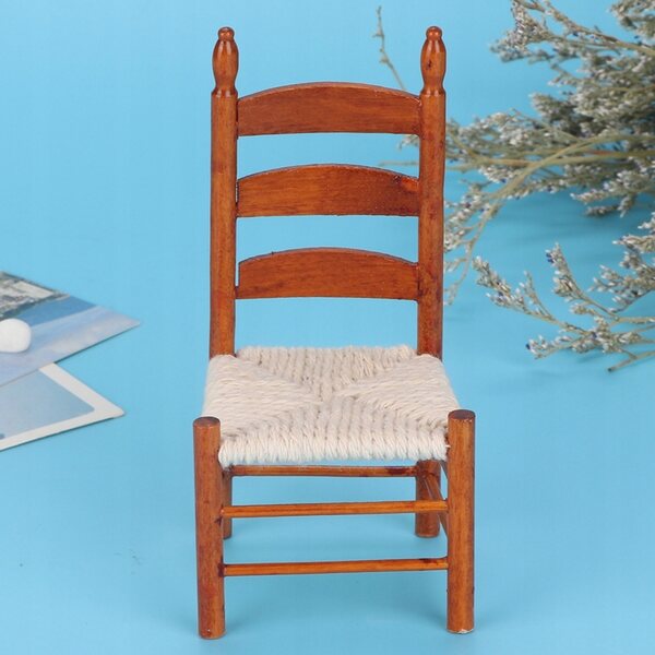 Sedia vintage miniatura in legno 1:12 per case delle bambole e collezione