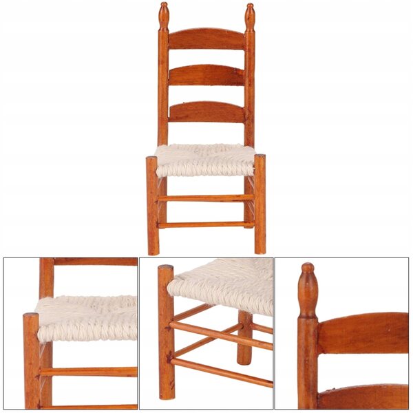 Sedia vintage miniatura in legno 1:12 per case delle bambole e collezione
