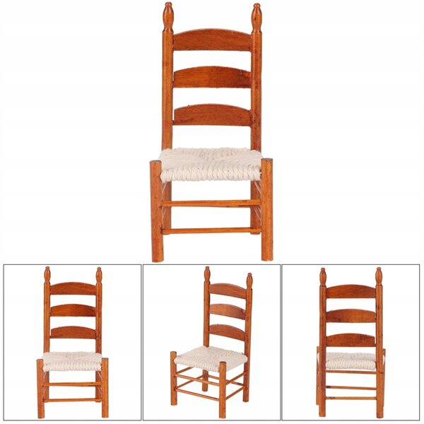Sedia vintage miniatura in legno 1:12 per case delle bambole e collezione