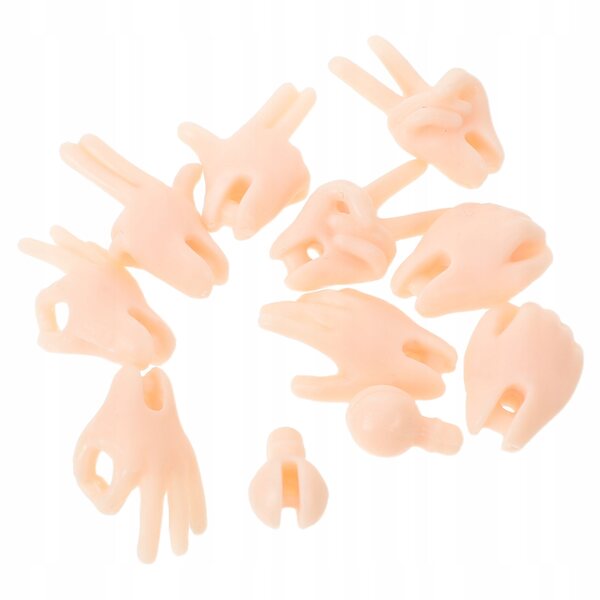 6 Paar beige PVC-Puppenhände zum Basteln und Reparieren