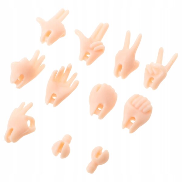 6 Paar beige PVC-Puppenhände zum Basteln und Reparieren