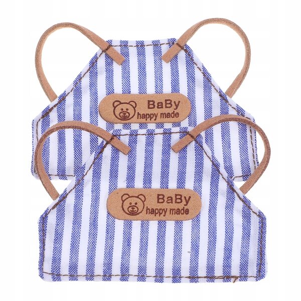 Set mit 2 weichen Mini-Fartuchi für Puppen 10–15 cm mit Karo- und Streifenmuster