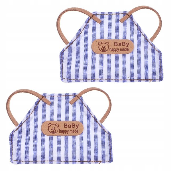 Set mit 2 weichen Mini-Fartuchi für Puppen 10–15 cm mit Karo- und Streifenmuster