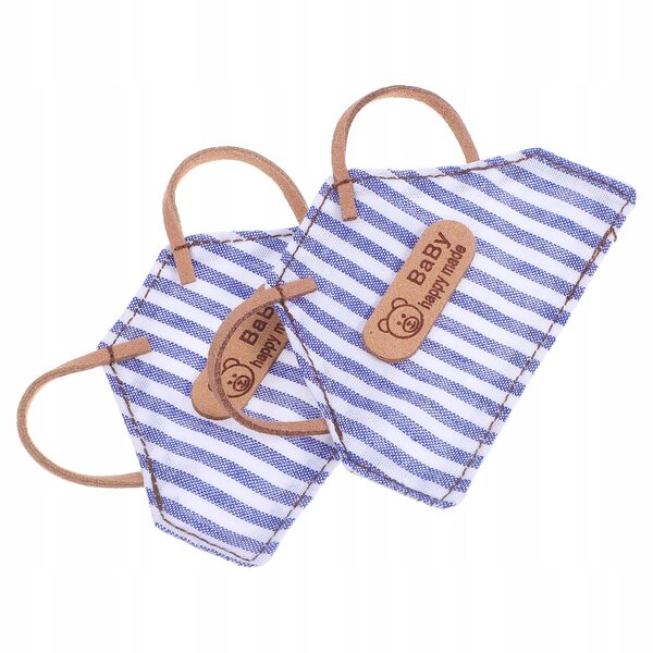 Set mit 2 weichen Mini-Fartuchi für Puppen 10–15 cm mit Karo- und Streifenmuster