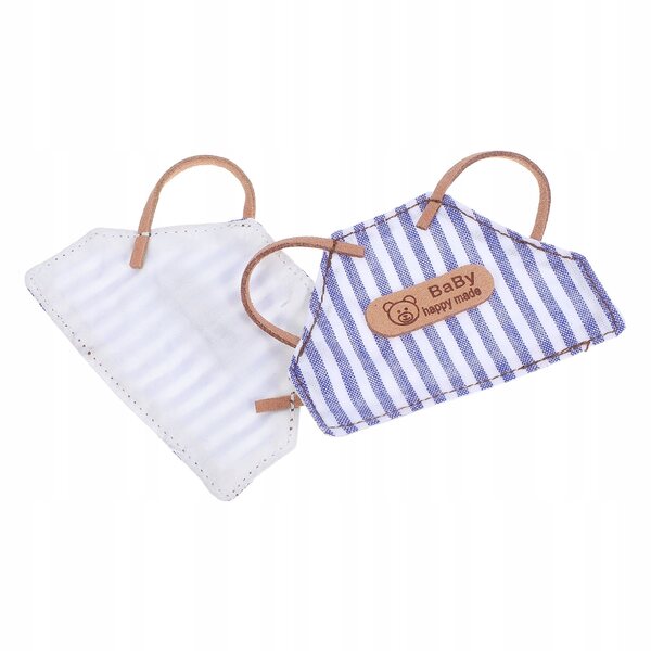 Set mit 2 weichen Mini-Fartuchi für Puppen 10–15 cm mit Karo- und Streifenmuster