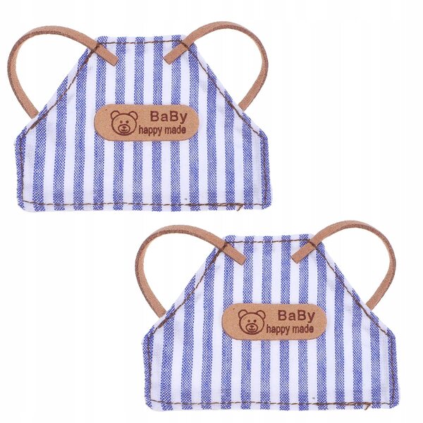 Set mit 2 weichen Mini-Fartuchi für Puppen 10–15 cm mit Karo- und Streifenmuster