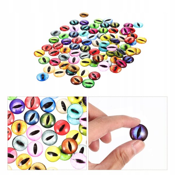 100 10 mm große, mehrfarbige Glasaugen für Puppen und kreatives Basteln
