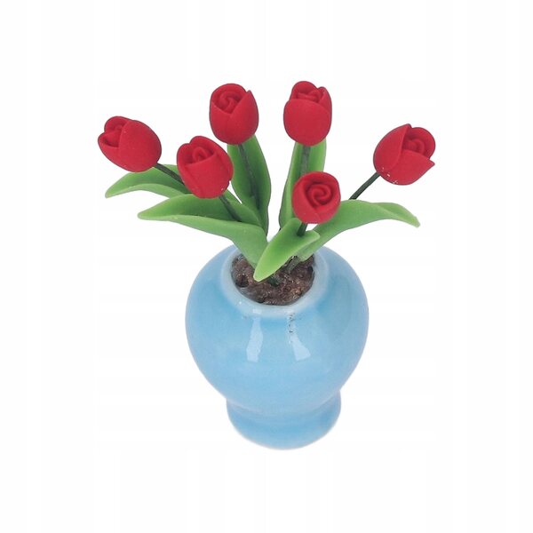 Miniatura tulipano in vaso di argilla 1:12 per casa delle bambole decorativa