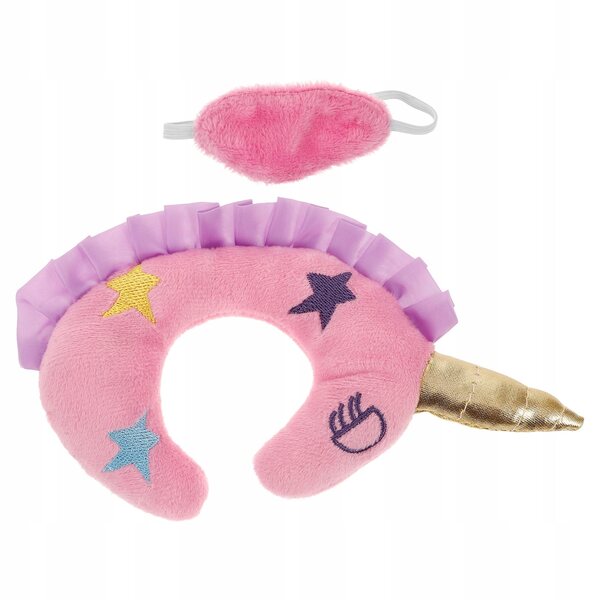 Set 2 Accessori Plush Laccio Oculare e Cuscino per Bambole con Unicorno