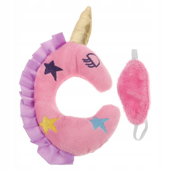 Set 2 Accessori Plush Laccio Oculare e Cuscino per Bambole con Unicorno