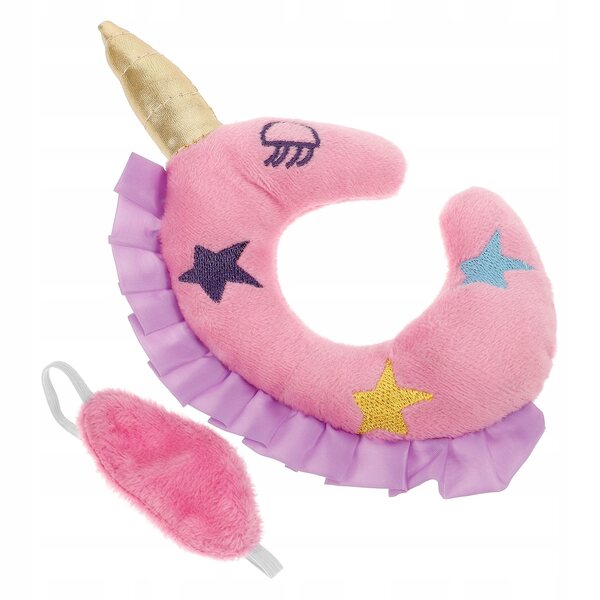 Set 2 Accessori Plush Laccio Oculare e Cuscino per Bambole con Unicorno