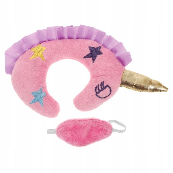 Set 2 Accessori Plush Laccio Oculare e Cuscino per Bambole con Unicorno