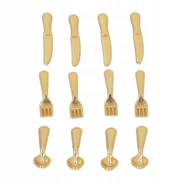 Set da 5 mini coltelli e cucchiai 1/12 per casa delle bambole, accessori realistici