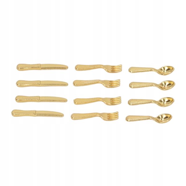Set da 5 mini coltelli e cucchiai 1/12 per casa delle bambole, accessori realistici