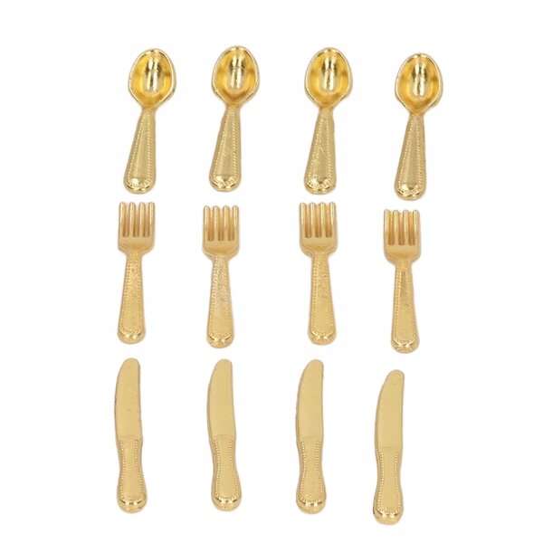 Set da 5 mini coltelli e cucchiai 1/12 per casa delle bambole, accessori realistici