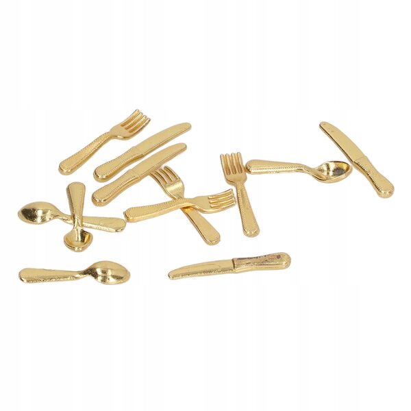 Set da 5 mini coltelli e cucchiai 1/12 per casa delle bambole, accessori realistici