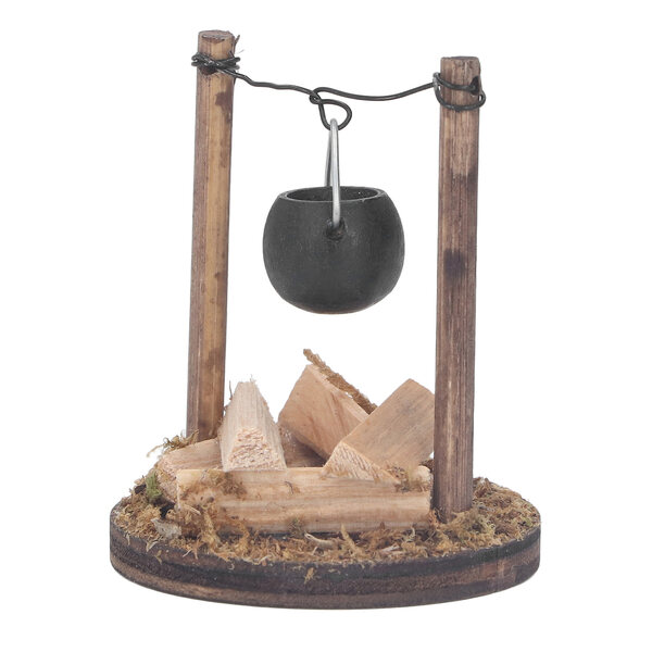 Miniatura caminetto in legno per casa delle bambole, stile pastorale artigianale