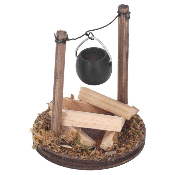 Miniatura caminetto in legno per casa delle bambole, stile pastorale artigianale