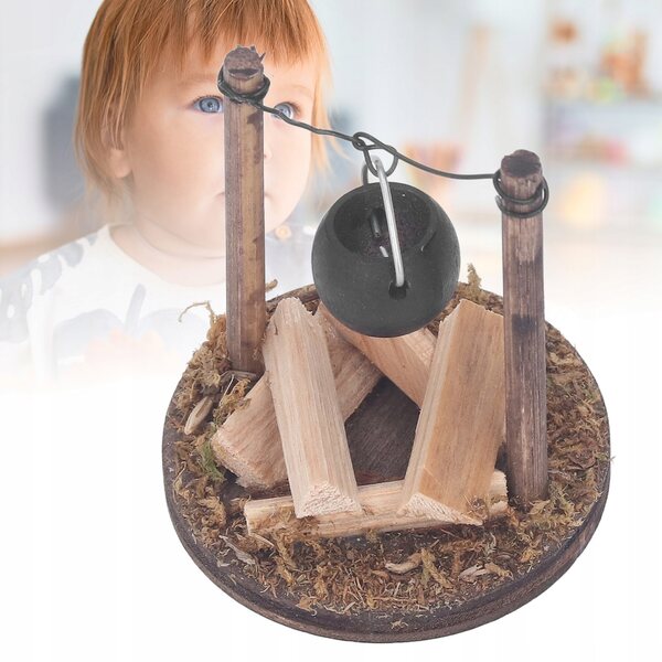 Miniatura caminetto in legno per casa delle bambole, stile pastorale artigianale