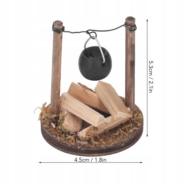 Miniatura caminetto in legno per casa delle bambole, stile pastorale artigianale