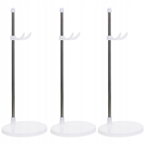 Set 3 supporti resistenti in plastica bianchi per esporre bambole e giocattoli