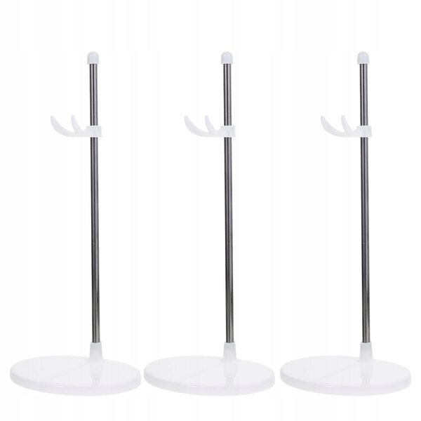 Set 3 supporti resistenti in plastica bianchi per esporre bambole e giocattoli