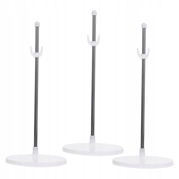 Set 3 supporti resistenti in plastica bianchi per esporre bambole e giocattoli