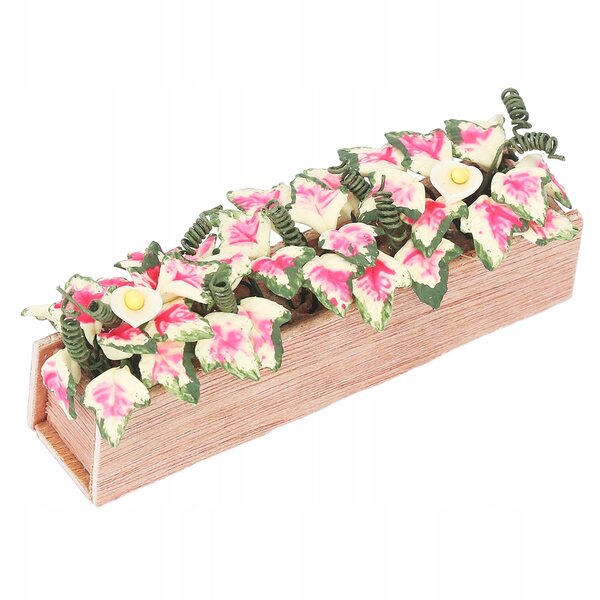 Bunte rechteckige Miniaturvase mit Blumenmuster für Puppenhaus 1:12